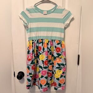 Hanna Andersson Mint Striped Citrus Print Kids Dress